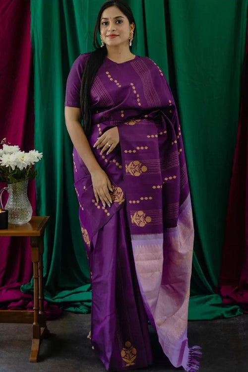 Load image into Gallery viewer, Redolent Purple Soft Silk Saree With Fragrant Blouse Piece
