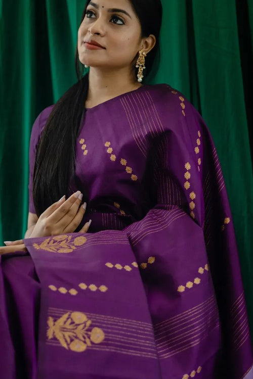 Load image into Gallery viewer, Redolent Purple Soft Silk Saree With Fragrant Blouse Piece
