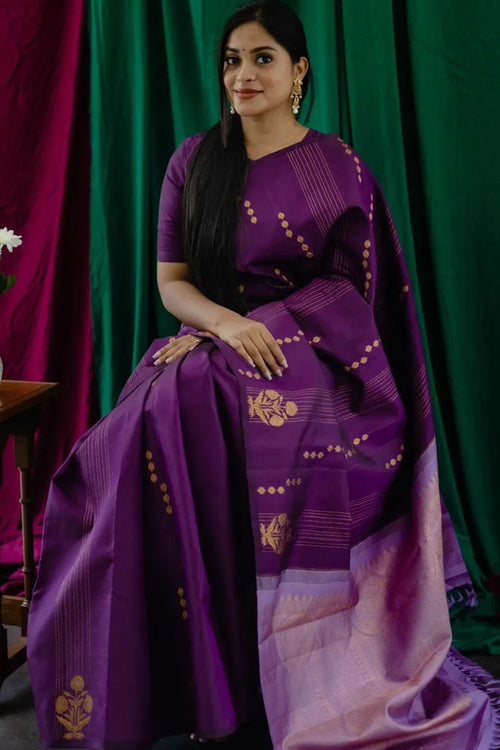 Load image into Gallery viewer, Redolent Purple Soft Silk Saree With Fragrant Blouse Piece
