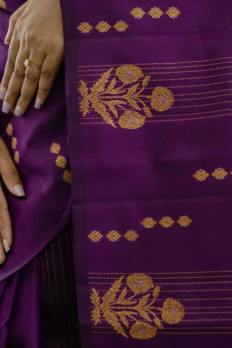 Redolent Purple Soft Silk Saree With Fragrant Blouse Piece