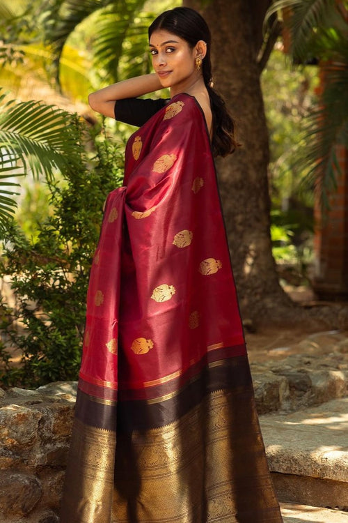 Load image into Gallery viewer, Exquisite Maroon Soft Silk Saree With Ailurophile Blouse Piece
