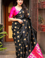 Epiphany Black and Dark Pink Soft Silk Saree With Snazzy Blouse Piece