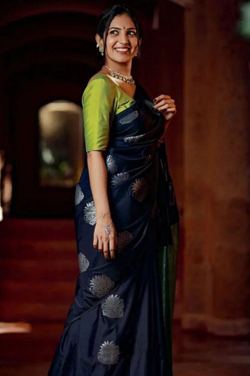 Load image into Gallery viewer, Wonderful Navy Blue Soft Silk Saree With Pretty Blouse Piece
