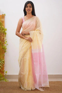 Radiant Yellow Cotton Silk Saree With Demanding Blouse Piece