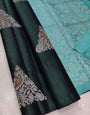 Ratatouille Green Soft Silk Saree With Petrichor Blouse Piece