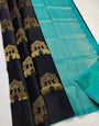 Evocative Black Soft Silk Saree With Panoply Blouse Piece