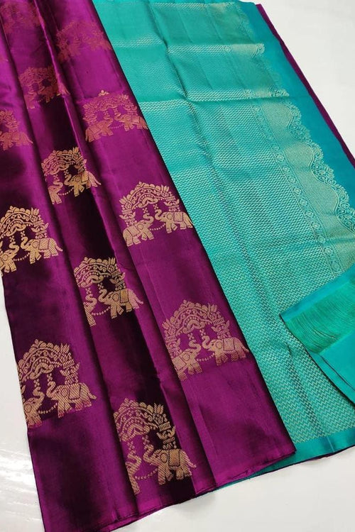 Load image into Gallery viewer, Nemesis Purple Soft Silk Saree With Vestigial Blouse Piece
