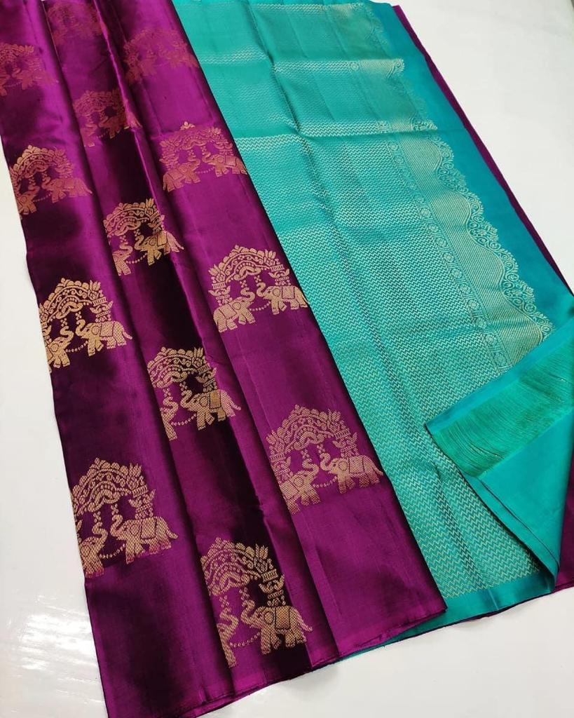 Nemesis Purple Soft Silk Saree With Vestigial Blouse Piece