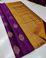 Snappy Wine Soft Silk Saree With Petrichor Blouse Piece