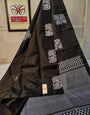 Stylish Black Soft Silk Saree With Flaunt Blouse Piece