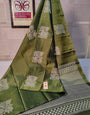 Attractive Green Soft Silk Saree With Extraordinary Blouse Piece