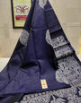 Staggering Navy Blue Soft Silk Saree With Splendorous Blouse Piece