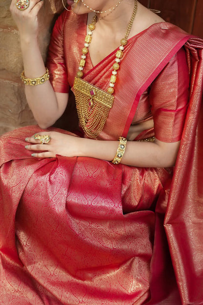 Lagniappe Dark Pink Soft Silk Saree With Devastating Blouse Piece