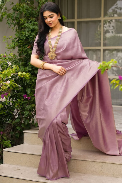 Majesty Lavender Soft Silk Saree With Splendorous Blouse Piece