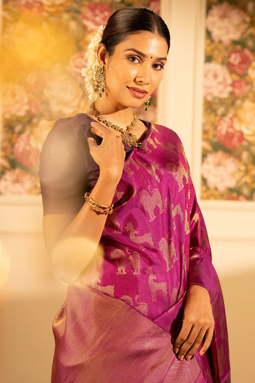 Load image into Gallery viewer, Excellent Dark Pink Soft Silk Saree With Luxuriant Blouse Piece
