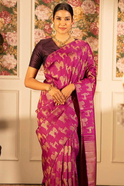 Load image into Gallery viewer, Excellent Dark Pink Soft Silk Saree With Luxuriant Blouse Piece
