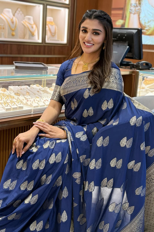 Load image into Gallery viewer, Capricious Navy Blue Soft Silk Saree With Dazzling Blouse Piece
