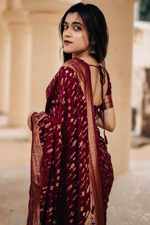 Load image into Gallery viewer, Dulcet Maroon Soft Silk Saree With Twirling Blouse Piece
