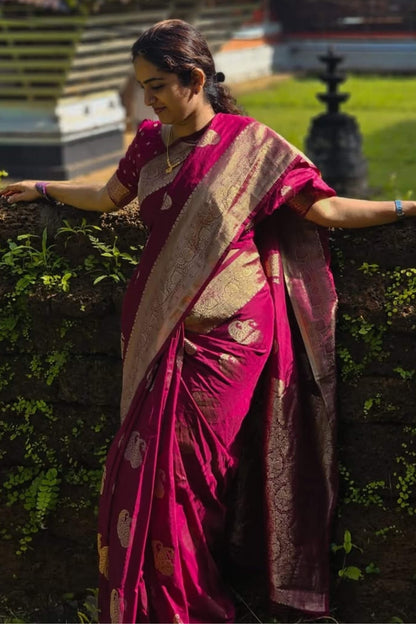 Magnificat Dark Pink Soft Silk Saree With Tremendous Blouse Piece