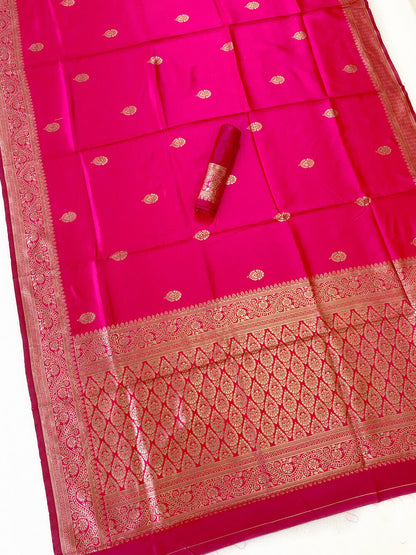 Incredible Dark Pink Soft Silk Saree With Classy Blouse Piece