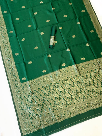 Luminous Green Soft Silk Saree With Cynosure Blouse Piece
