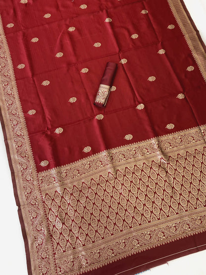 Opulent Maroon Soft Silk Saree With Girlish Blouse Piece