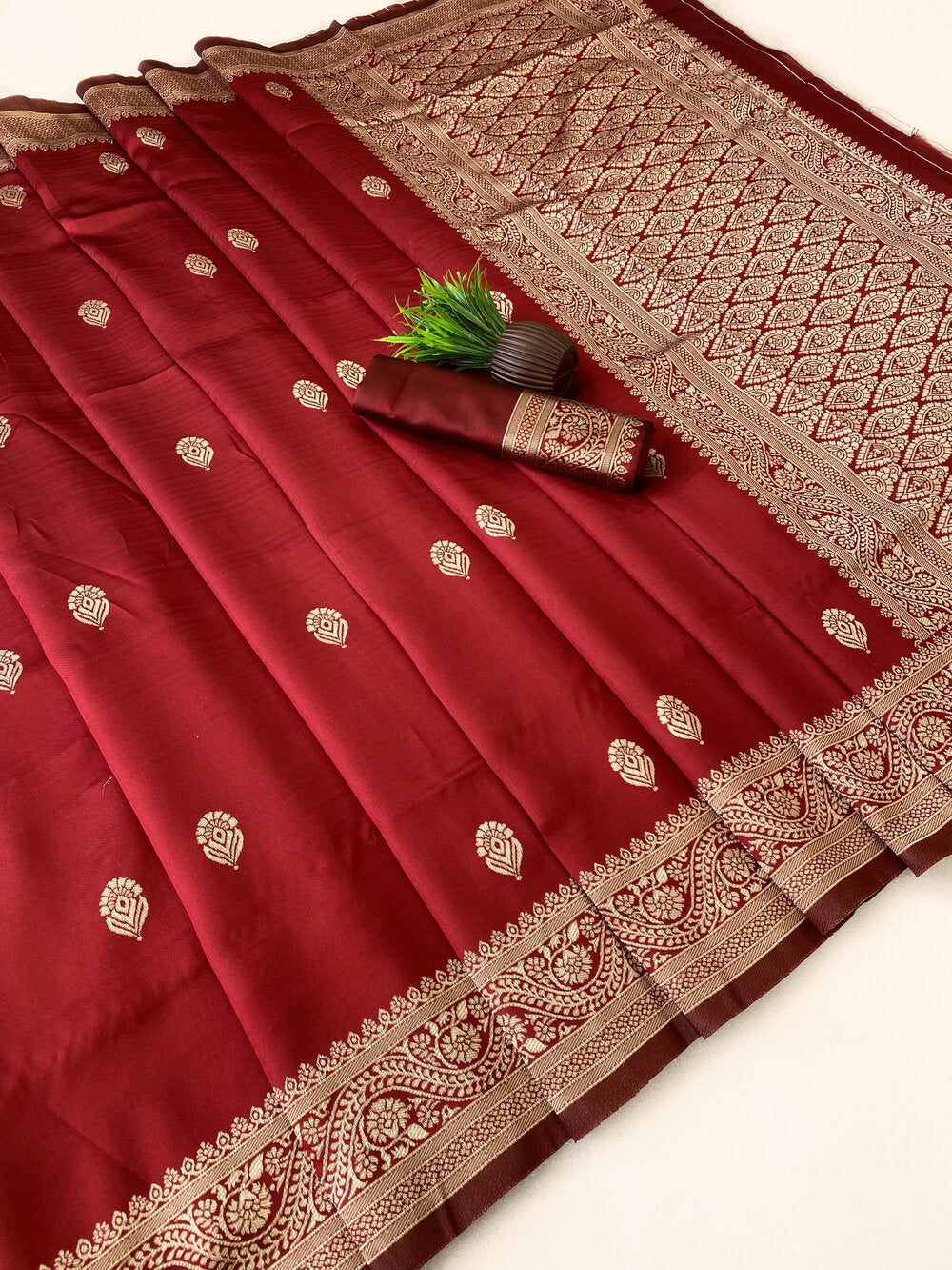 Opulent Maroon Soft Silk Saree With Girlish Blouse Piece