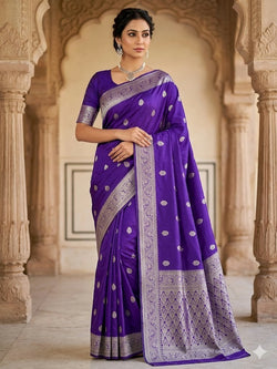 Splendorous Purple Soft Silk Saree With Elegant Blouse Piece