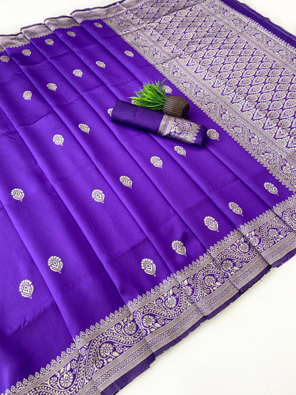 Splendorous Purple Soft Silk Saree With Elegant Blouse Piece