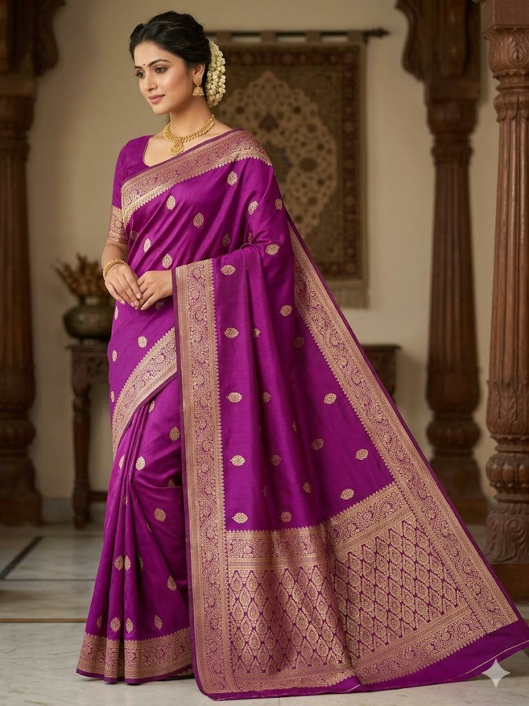 Improbable Wine Soft Silk Saree With Exceptional Blouse Piece