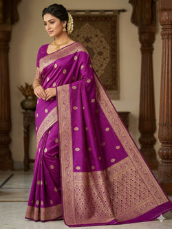 Improbable Wine Soft Silk Saree With Exceptional Blouse Piece