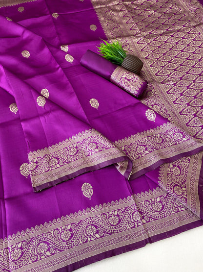 Improbable Wine Soft Silk Saree With Exceptional Blouse Piece