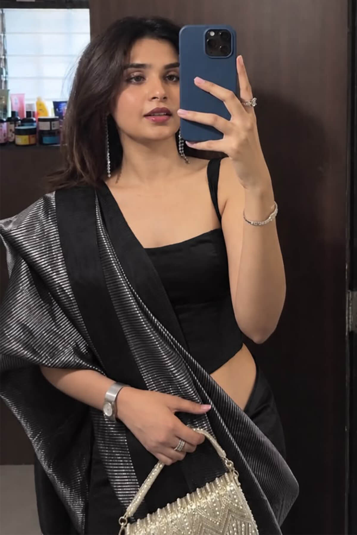 Scintillating Black Soft Silk Saree With Cynosure Blouse Piece