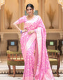 Glorious Baby Pink Soft Silk Saree With Opulent Blouse Piece