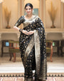 Captivating Black Soft Silk Saree With Jazzy Blouse Piece