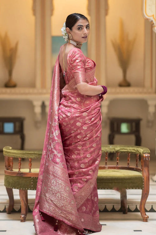 Load image into Gallery viewer, Amazing Pink Soft Silk Saree With Elegant Blouse Piece
