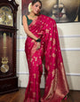 Outstanding Dark Pink Soft Silk Saree With Breathtaking Blouse Piece