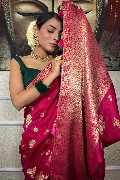 Load image into Gallery viewer, Outstanding Dark Pink Soft Silk Saree With Breathtaking Blouse Piece
