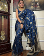 Opulent Navy Blue Soft Silk Saree With Exquisite Blouse Piece