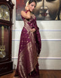 Murmurous Wine Soft Silk Saree With Seraglio Blouse Piece