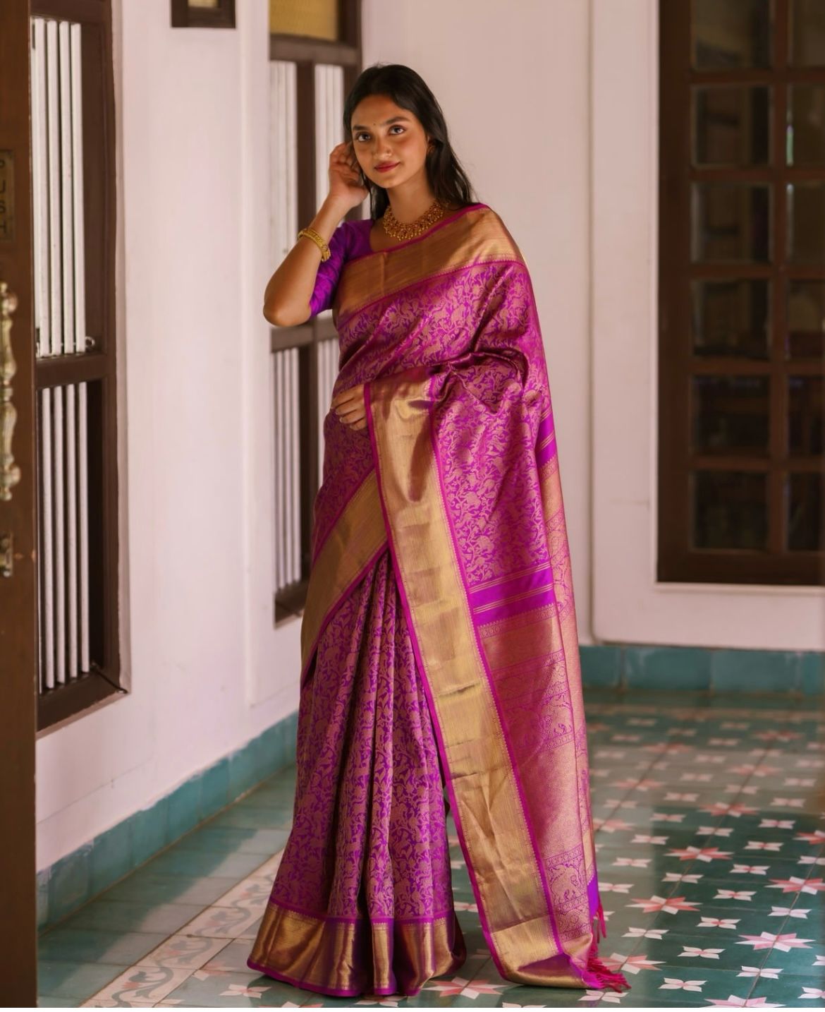 Evocative Magenta Soft Silk Saree With Demure Blouse Piece