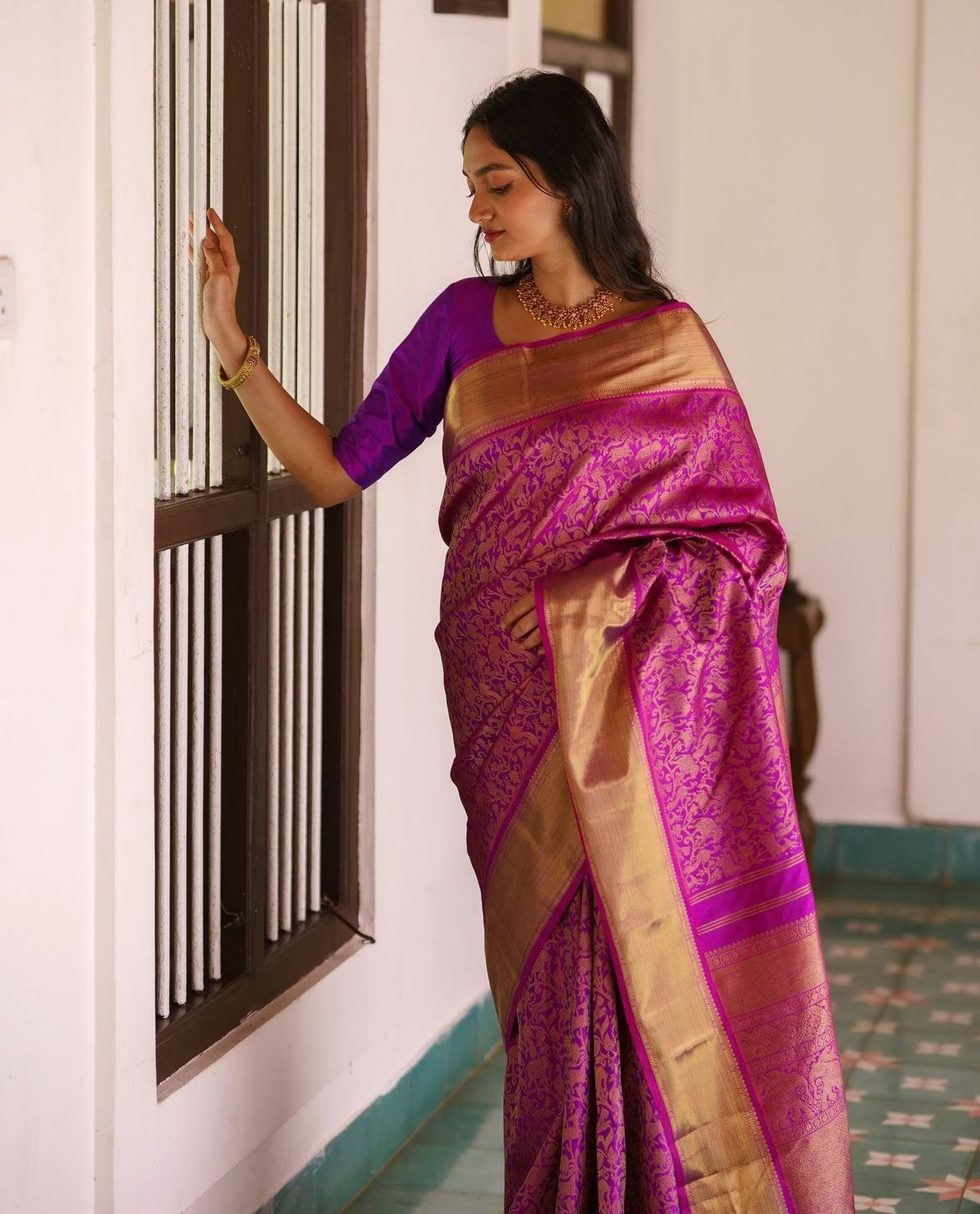 Evocative Magenta Soft Silk Saree With Demure Blouse Piece