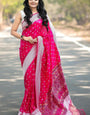 Cynosure Dark Pink Cotton Silk Saree With Dissemble Blouse Piece