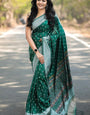 Petrichor Green Cotton Silk Saree With Woebegone Blouse Piece