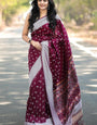 Lagniappe Wine Cotton Silk Saree With Desuetude Blouse Piece