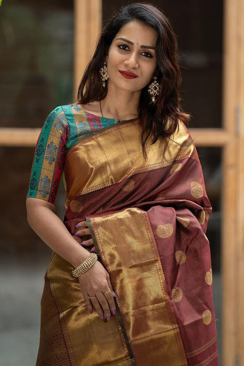 Load image into Gallery viewer, Energetic Brown Soft Silk Saree With Innovative Blouse Piece
