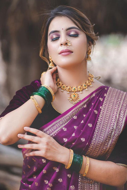 Load image into Gallery viewer, Prettiest Purple Soft Silk Saree With Imbrication Blouse Piece
