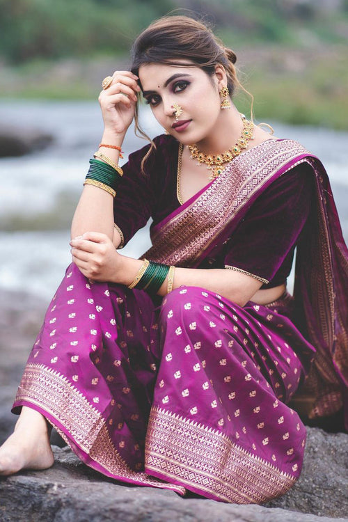 Load image into Gallery viewer, Prettiest Purple Soft Silk Saree With Imbrication Blouse Piece
