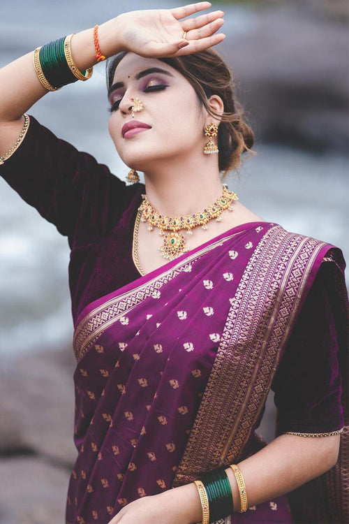 Load image into Gallery viewer, Prettiest Purple Soft Silk Saree With Imbrication Blouse Piece
