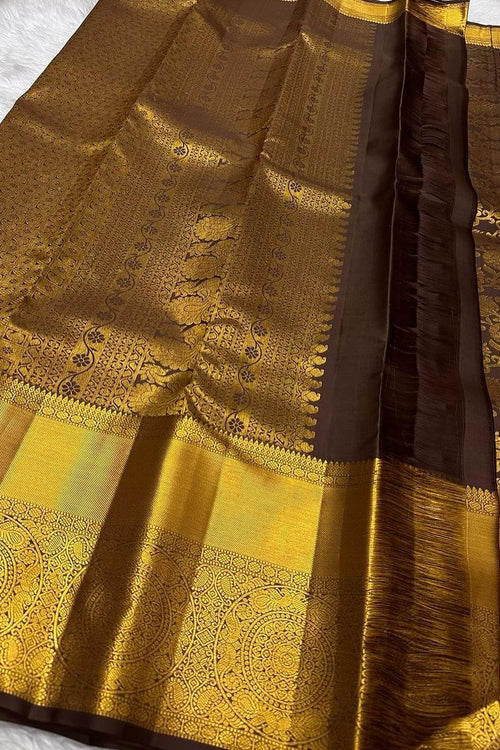 Load image into Gallery viewer, Marvellous Brown Soft Silk Saree With Desiring Blouse Piece
